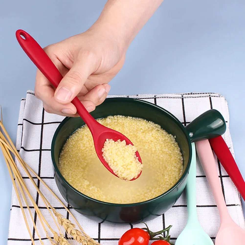 

Силиконовая термостойкая кухонная ложка для смешивания, многосервировочная ложка для перемешивания, бытовой инструмент для выпечки, маленький