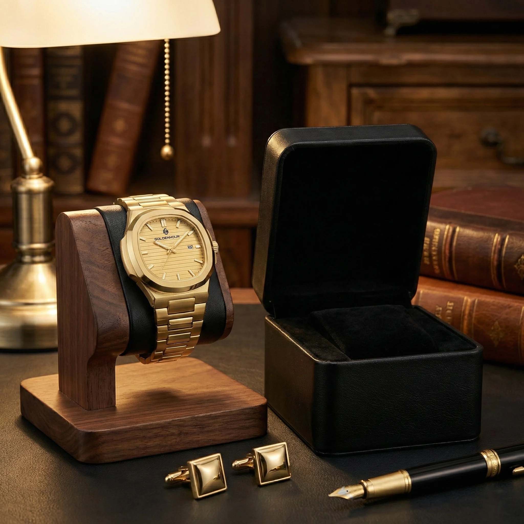 GOLDEN HOUR Brand Luxury Business Men Watches Gold Stainless Steel Waterproof Quartz Watch Luminous Date Men's Fashion Wristwatc