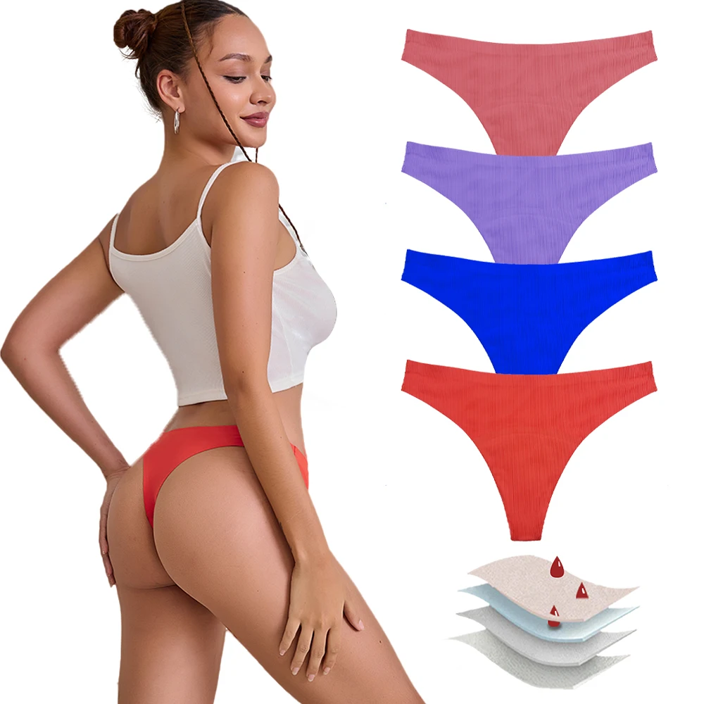 

Women's T-Back Seamless Period Thong Leakproof Waterproof Menstrual Swimwear for Beach Pool
