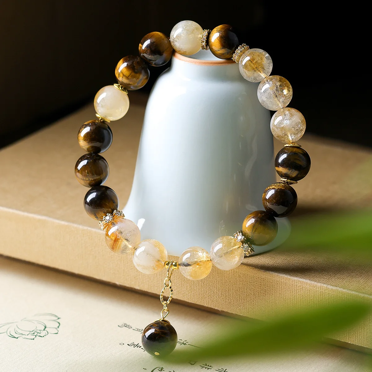 Yellow Tiger Eye Stone Yellow Pagoda Crystal Bracelet Original Cultural Play Crystal New Chinese Style Bracelet
