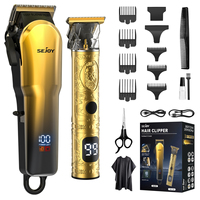 Sejoy Professional Hair Clippers Kit With T-Blade Cordless Haircut Machine for Barber Hair Trimmer LED Display USB Fast Charging
