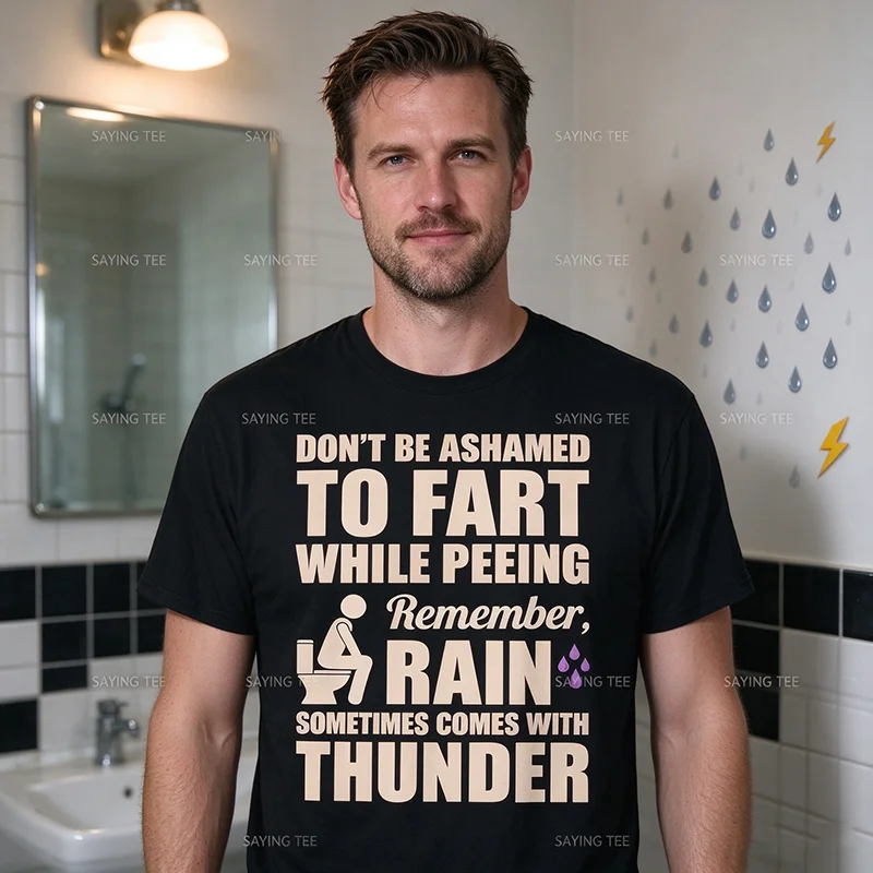 Don't Be Ashamed To Fart While Peeing Remember A Rain T Shirt Y2k Humor Sarcastic Joke Saying Tee Personality Gift Cotton Shirts