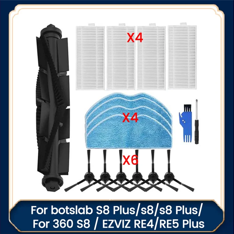 A74X-17PCS Per 360 Per Botslab S8 Plus/S8/S8 Plus Per EZVIZ RE4/RE5 Plus Accessori Per Vaccum Cleaner Principale Spazzola Laterale Filtri Mop