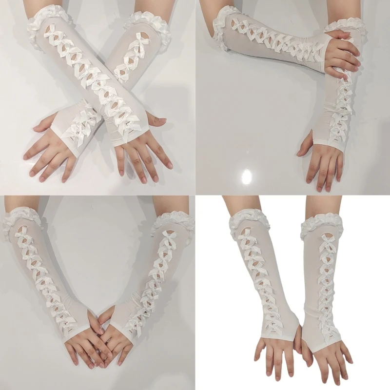 Găng tay bảo vệ chống nắng ren và bowknot.