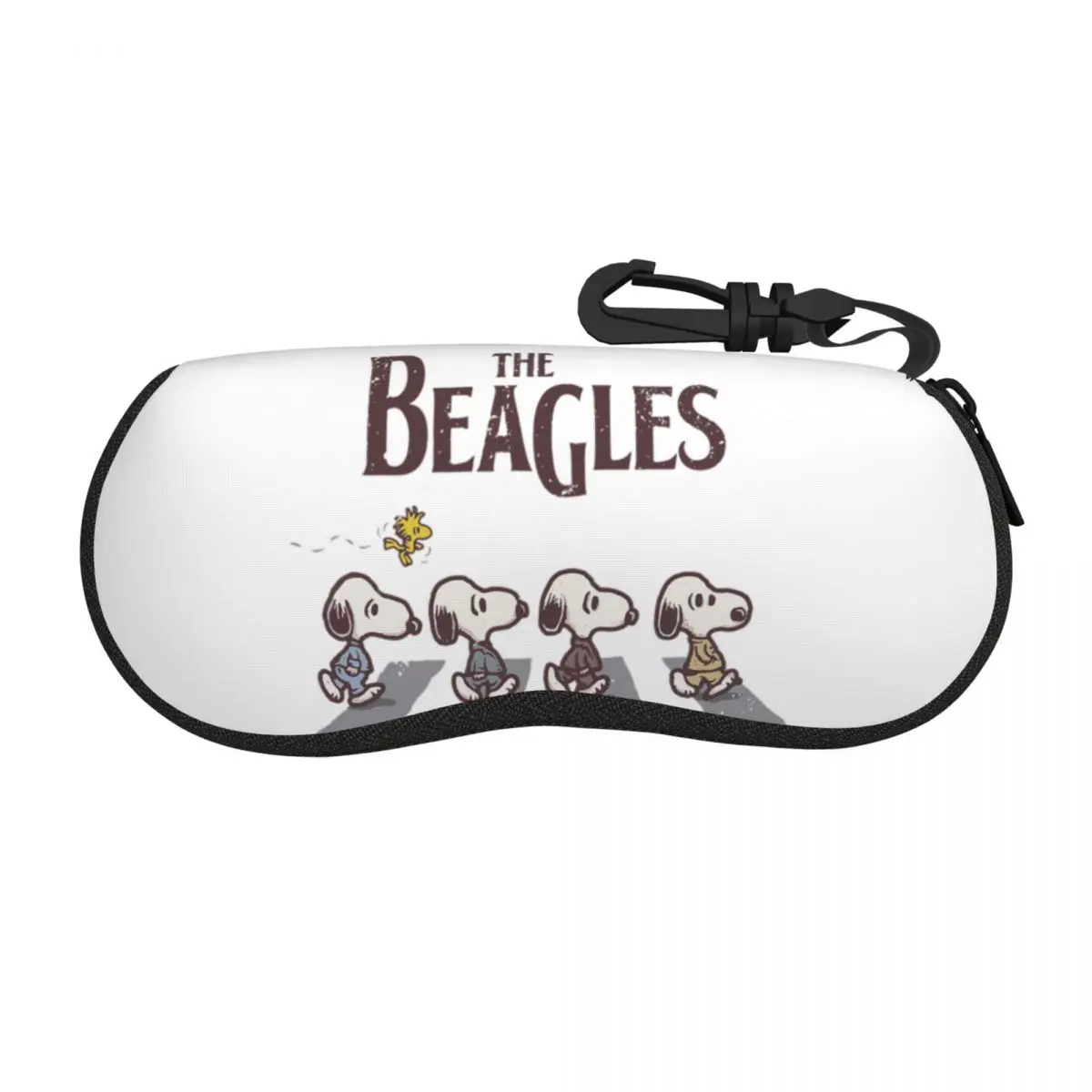 Peanuts Snoopy The Beagles Glasses Case Convenient Zipper Comic Woodstock Eyewear Storage Box Print Eye Contacts Case