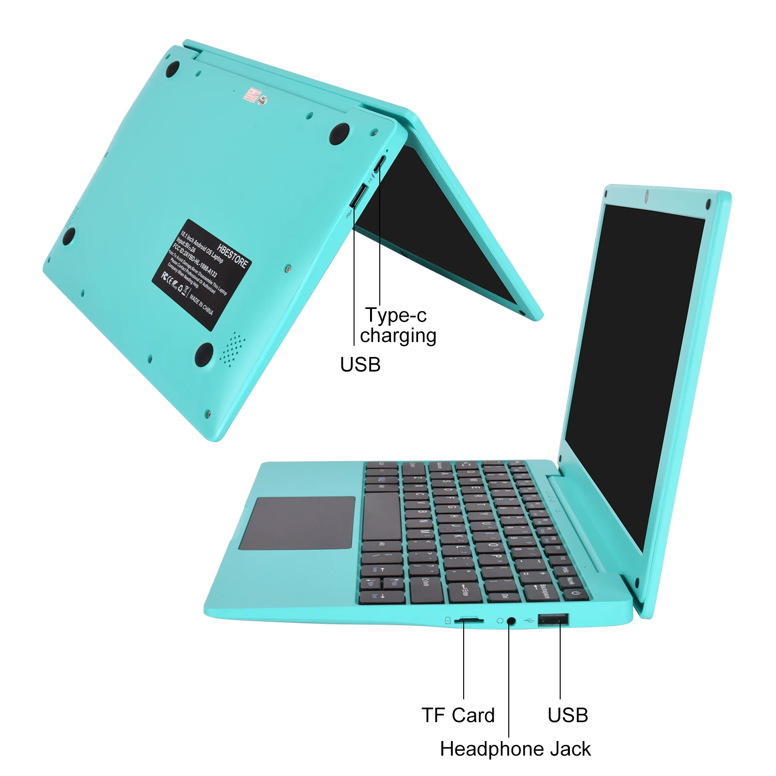 Venda direta da fábrica 10.1 sistema Android 12.0 RAM 2GB + 64GB Netbook CPU A133 Tablet Fino Laptop Wi-Fi USB
