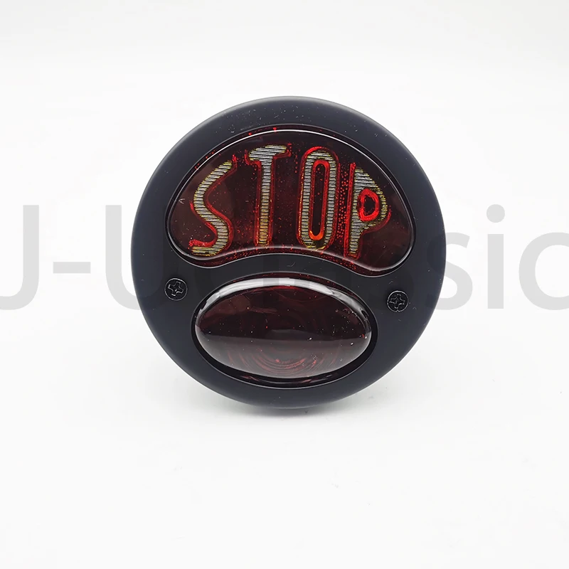 Vintage Old School Motorcycle Tail Brake Light License Plate Light Round Rear Lamp for Harley Chopper Bobber Cafe Racer Scramble