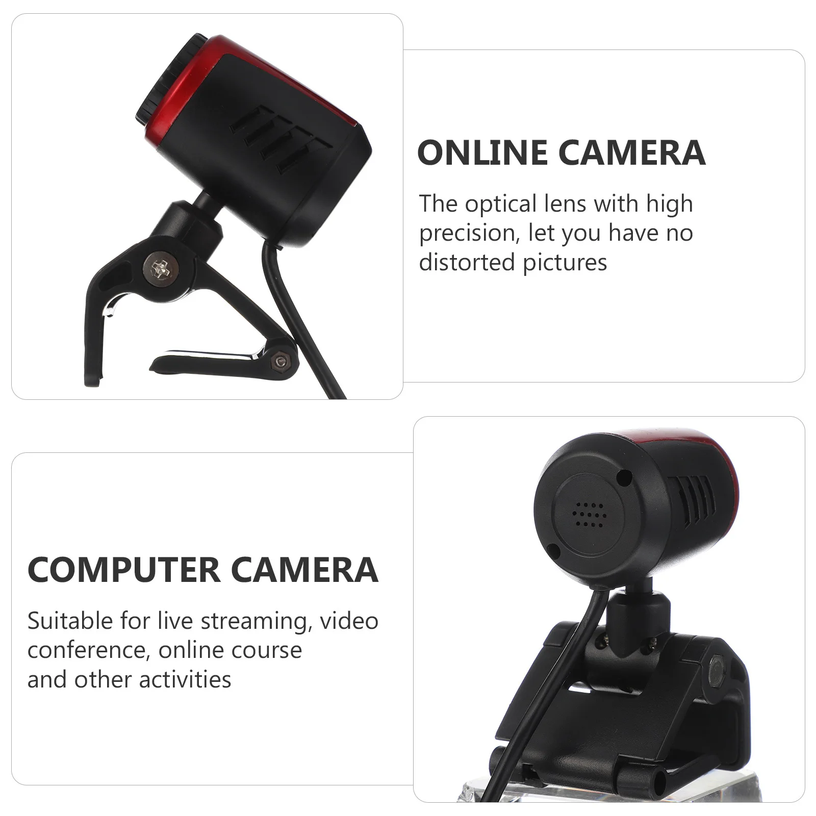 1 ชุดกล้องเว็บแคม HD โฟกัสอัตโนมัติกล้องคอมพิวเตอร์ชาร์จ USB ระดับมืออาชีพการสตรีมสดออนไลน์กล้องวิดีโอเว็บแคม