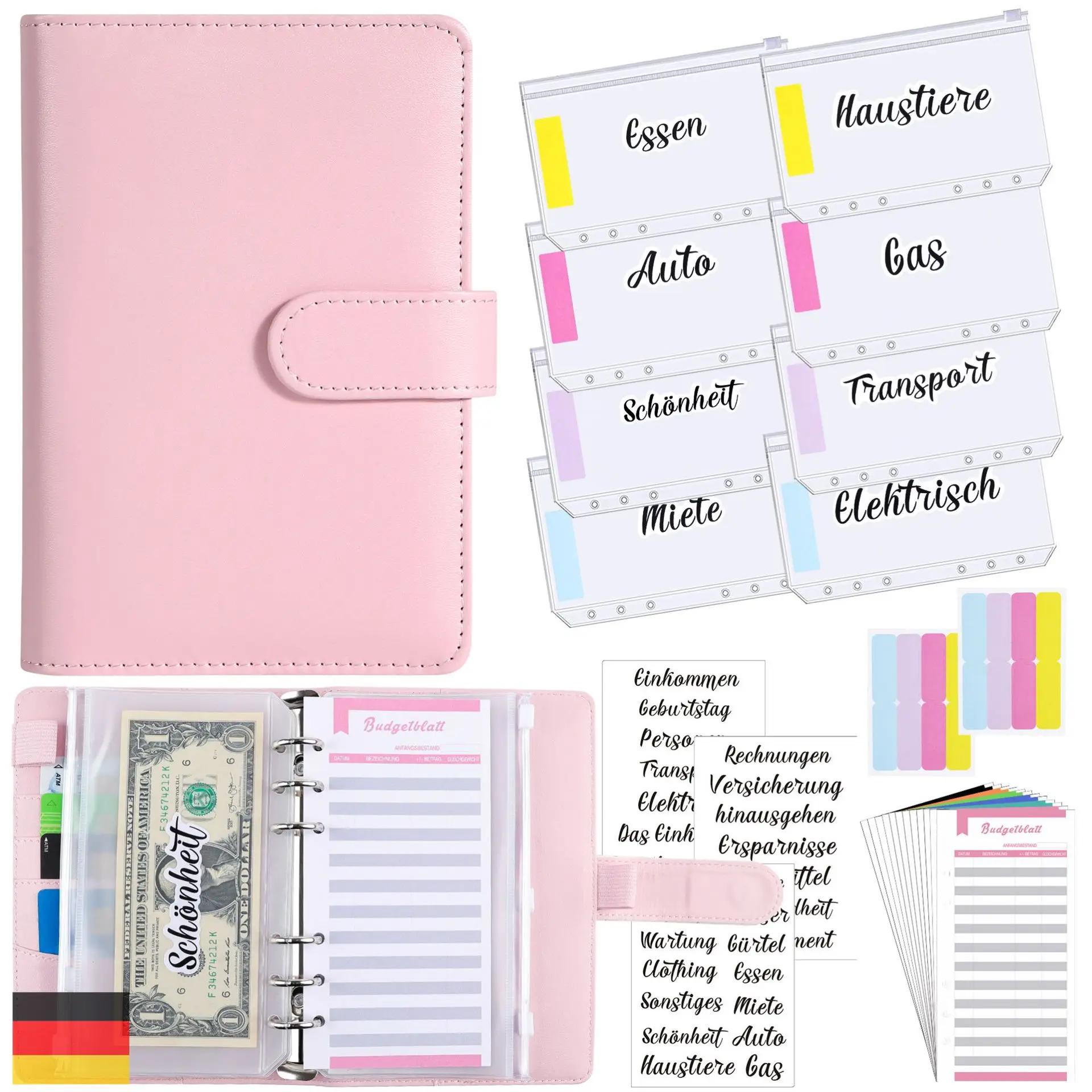 

New 26pcs A6 Budget Binder with Money Saving Challenge, Money Saving Binder with Cash Envelopes, Expense Sheets&Labels