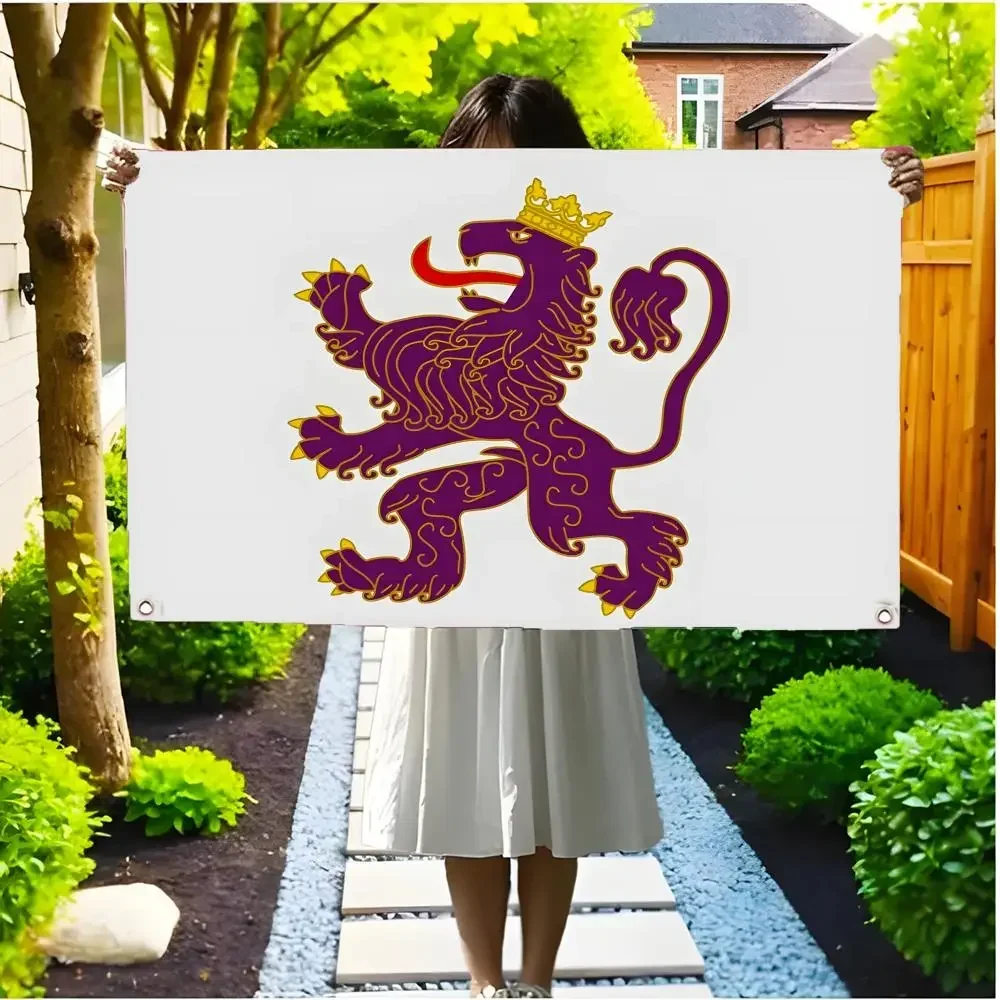 ancient kingdom historic the Kingdom of Leon Flags Borderless four-ring ornament indoor outdoor decoration effortless to hang
