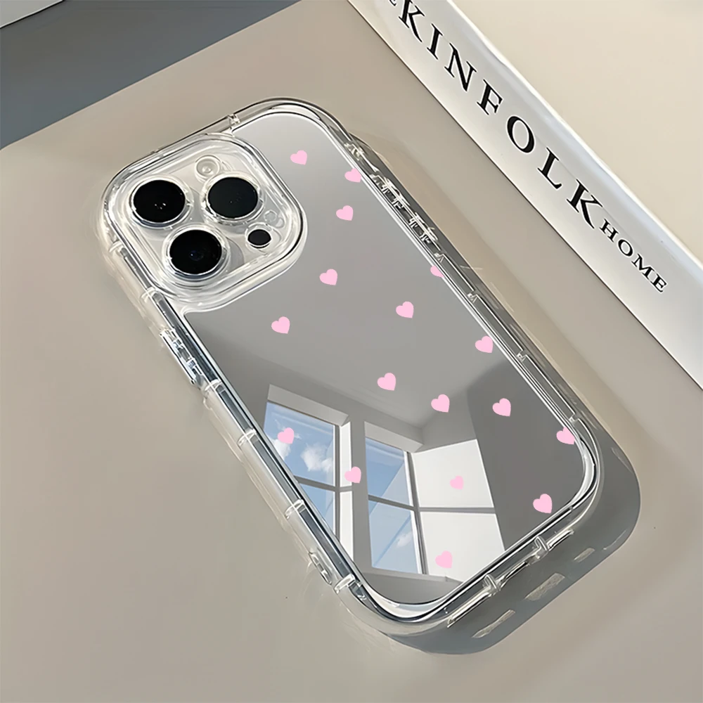 Minimalistische rote Herz-Muster Handyhülle für iPhone 17 16 15 14 13 12 11 Pro Max 17 Air X XR XS 7 8 Plus Rückspiegel Soft Cover
