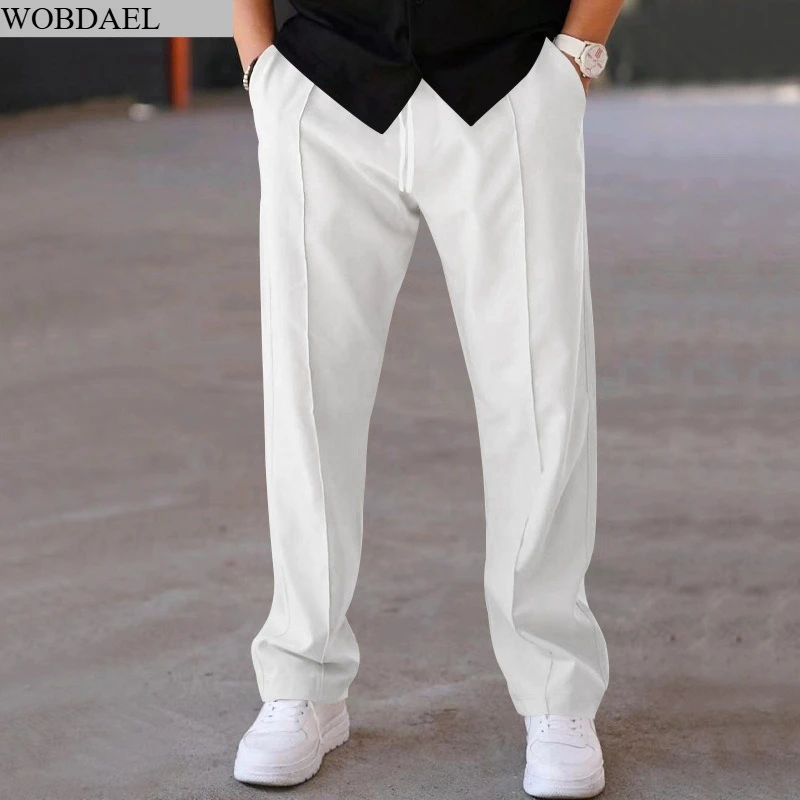

WOBDAEL Mens Sweatpants Trousers Drawstring Elastic Waist Straight Leg Plain Comfort Sports Outdoor Daily Fashion Casual Pants
