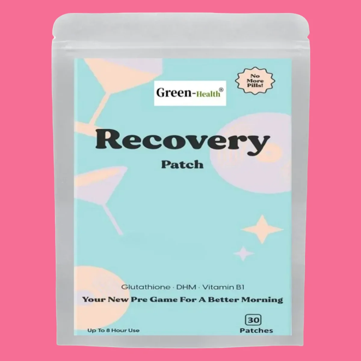 Recovery Transdermal Patches Supports Morning After With Vitamin B1, Dhm, Glutathione 30 Patches One Month Supply