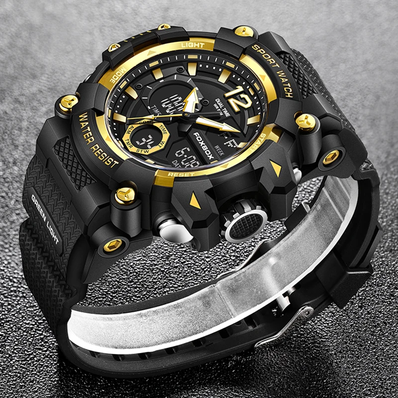 2025 Nuovi orologi digitali analogici da uomo FOXBOX Orologio da polso al quarzo militare di lusso di marca Cronografo sportivo impermeabile di moda
