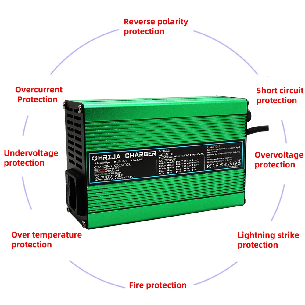 Ładowarka 14.6V 10A inteligentna aluminiowa obudowa nadaje się do 4S 12.8V zewnętrzna bateria LiFePO4 12V wtyczka ładowarki może być wycinana OHRIJA