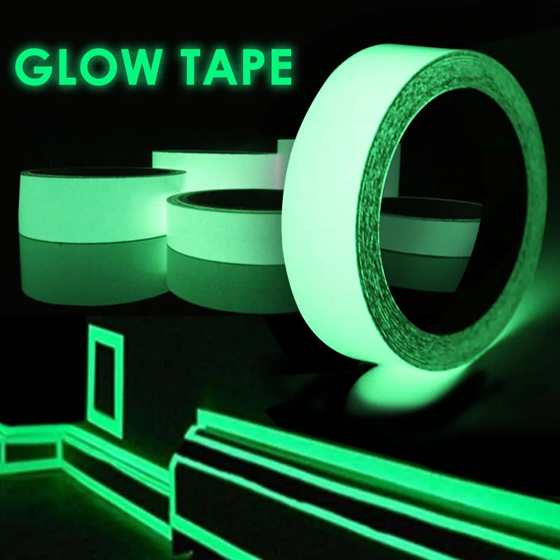 Self-adhesive Luminous Safety Tape, DIY Decorative Glowing Tape, Stage Stair Safety Warning Tape Green Fluorescent Warning Tape