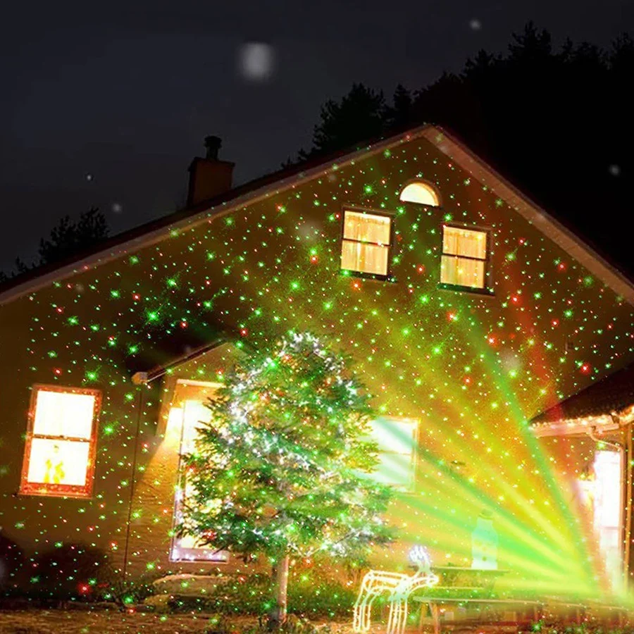 Projecteur Laser étoile ciel complet en mouvement, éclairage d'extérieur de paysage de jardin, rouge et vert, lumière de scène LED pour fête de noël