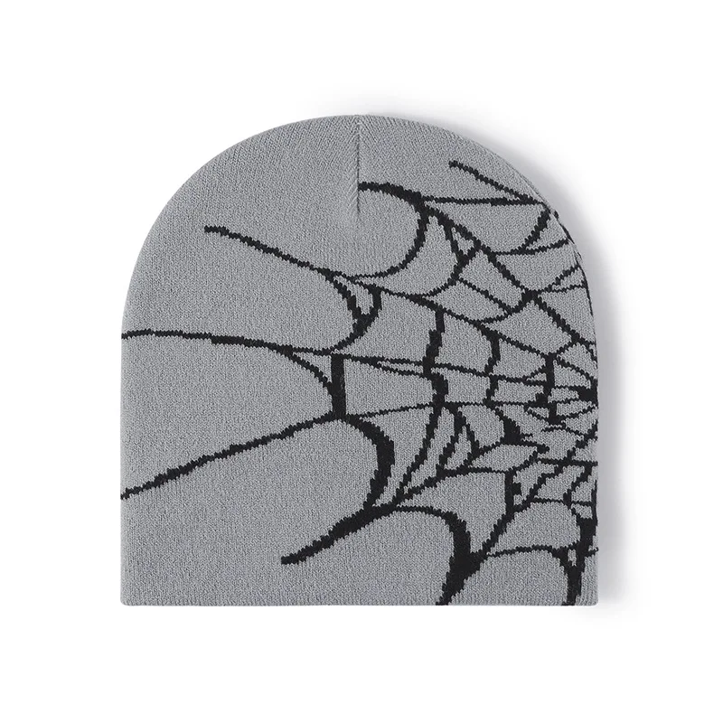 Unisex Spider Web Hip Hop Knit Beanie Men's Y2K Stretch Warm Hat Women's Fashion Cap Out Door Sun Protection