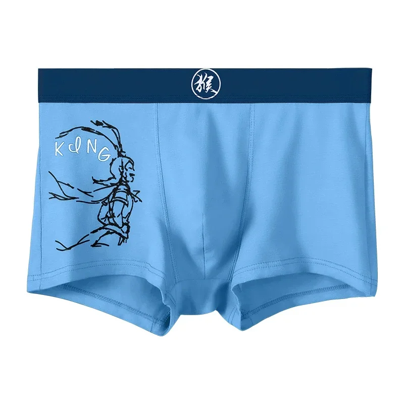 1 قطعة الملابس الداخلية للرجال الملاكمين القطنية الرقيقة شخصية الشباب موضة مريحة للتنفس أربعة زوايا أسفل السراويل الرأس