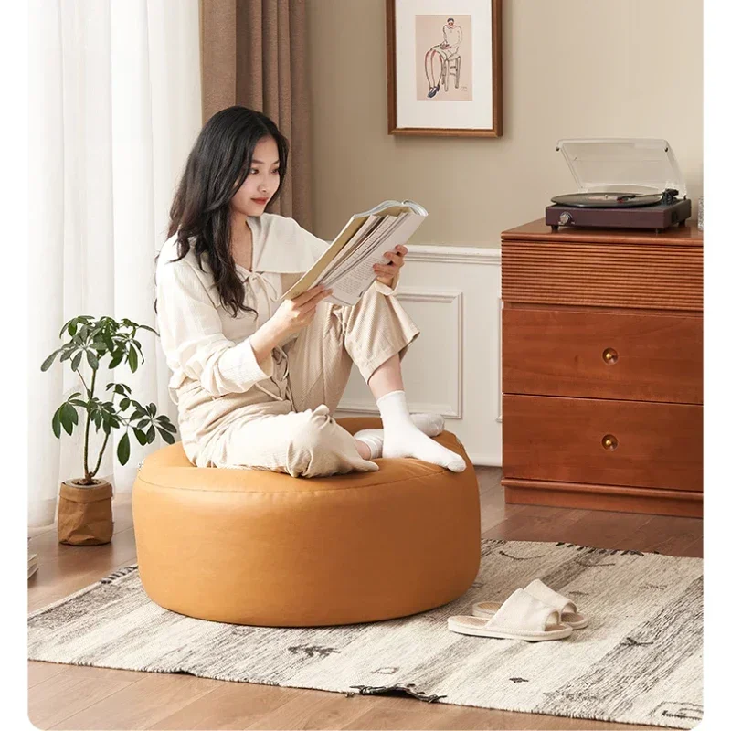 Filling Seats Soft Single Small Floor Bean Bag Puffs Lounge Corner Pouf Geant Furniture Home Nordic Pu Stool Waterproof Sofa