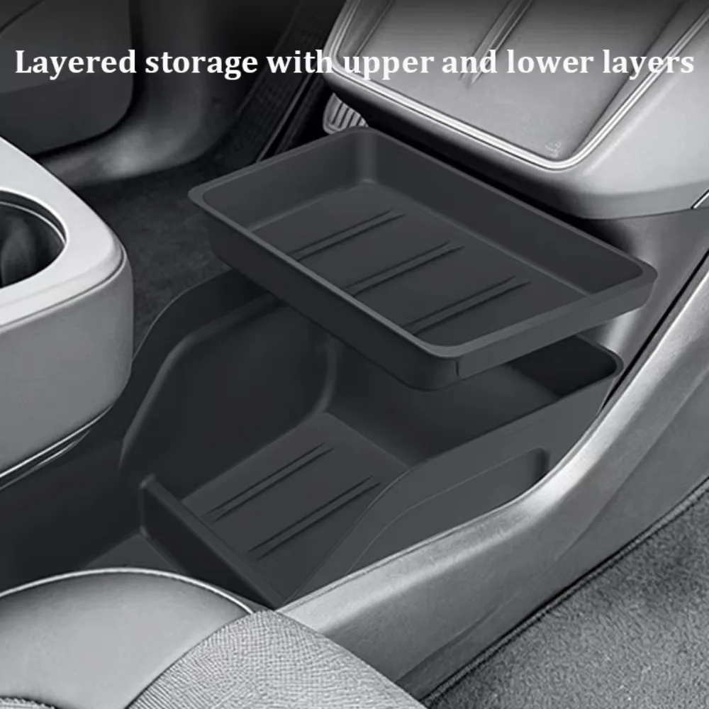 TPE Center Console Lower Storage Box Organizer Tray Container For Tesla Model Y Standard RWD 2026 Car Interior Accessories