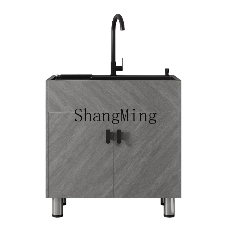 

SM new kitchen stainless steel vegetable basin integrated cabinet household simple single double tank cabinet