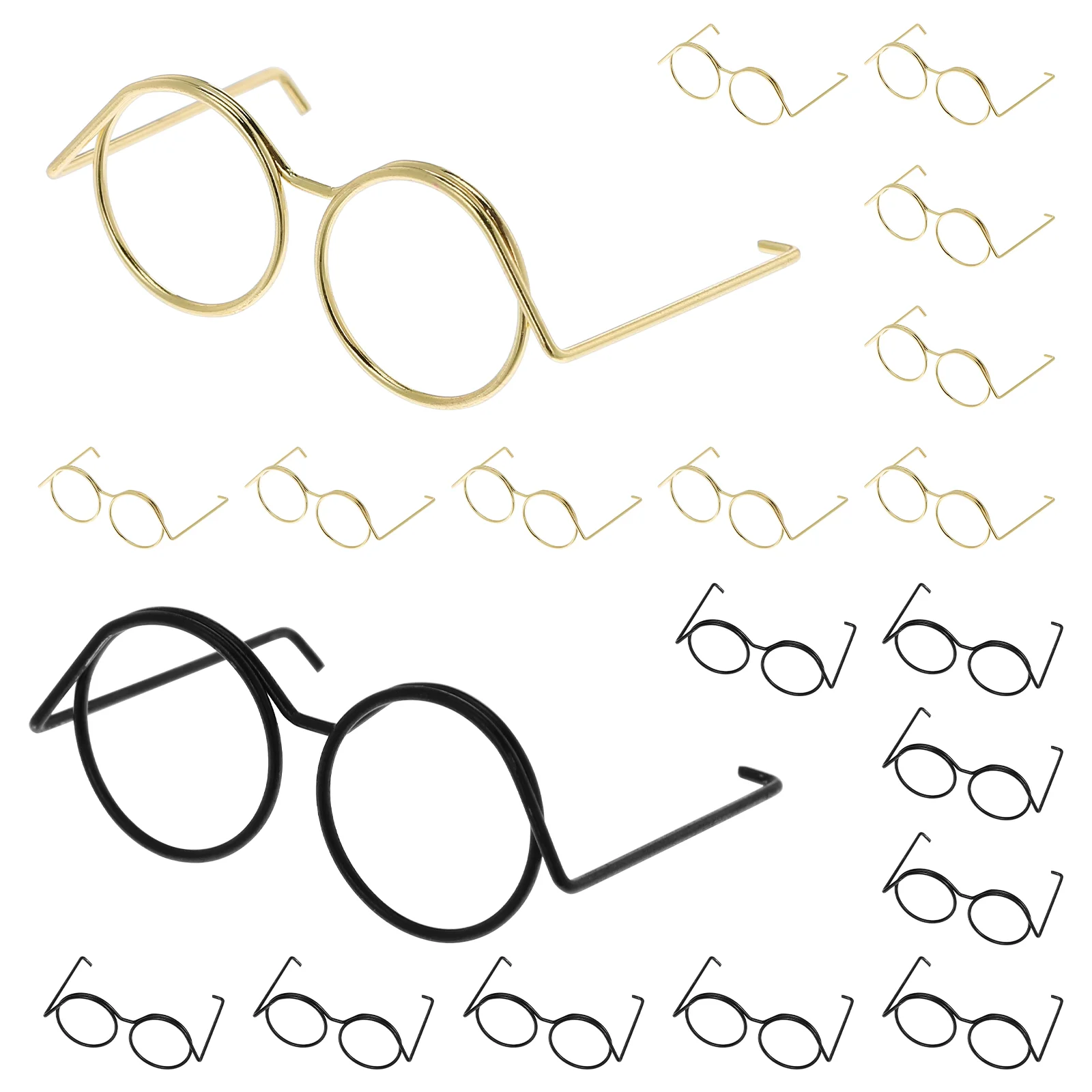 20 Pcs Wire Metal Glasses Rim Costume Mini For Dolls Models Baby Prop Round Eyeglasses Tiny