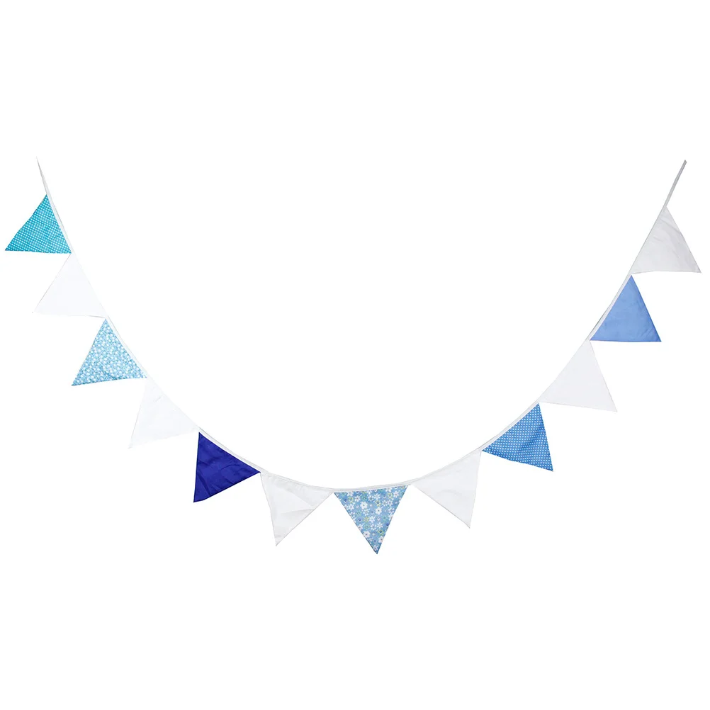 

1Pcs Blue White Triangle Party Decorative Banner Wedding Decoration Banner Birthday Bunting Western Festival Celebration