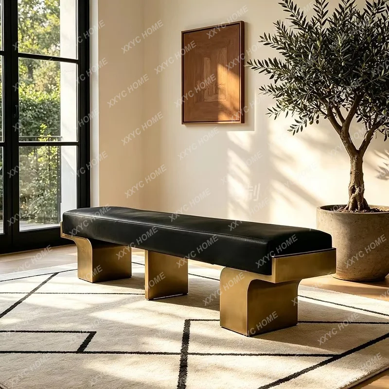 XXLight luxury metal leg bed-end bench, living room sofa bench, sales office reception bench