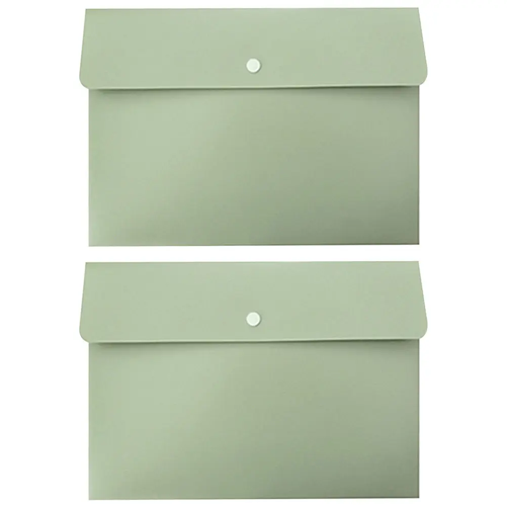 

2pcs A4 Transparent Pp Document Folders Waterproof File Pouches For Office Home Use Button Closure Document
