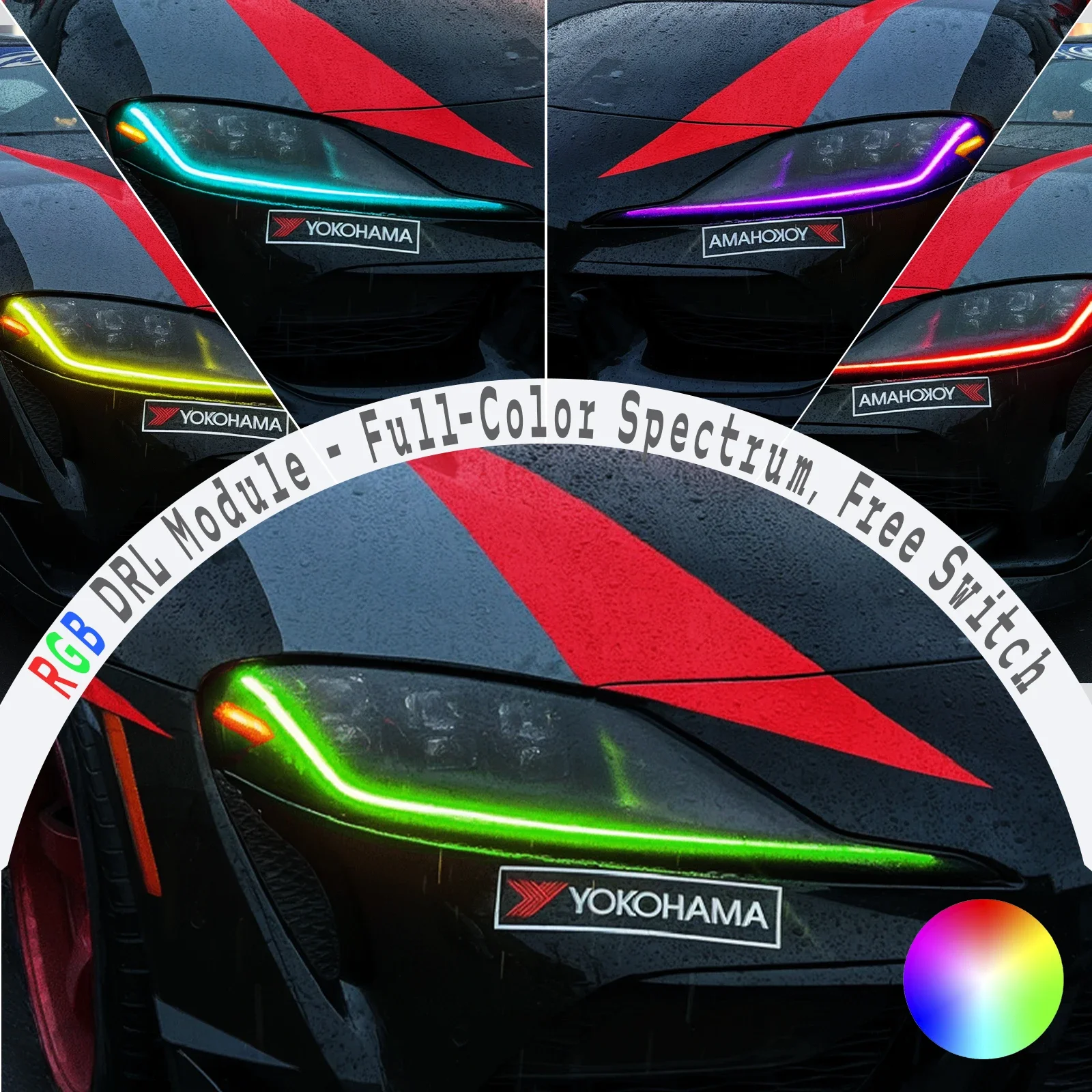 For Toyot SUPRA 2018-up: RGB DRL Module, Full Spectrum DRL with Phone App Control & Customizable Modes