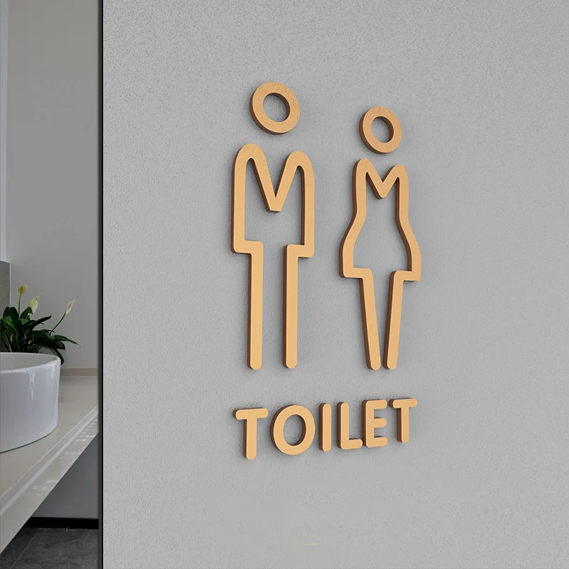 Toilet Door Sign Symbols Men's and Women's Bathroom Signage Self Adhesive  for Hotel, Office, Home, Restaurant