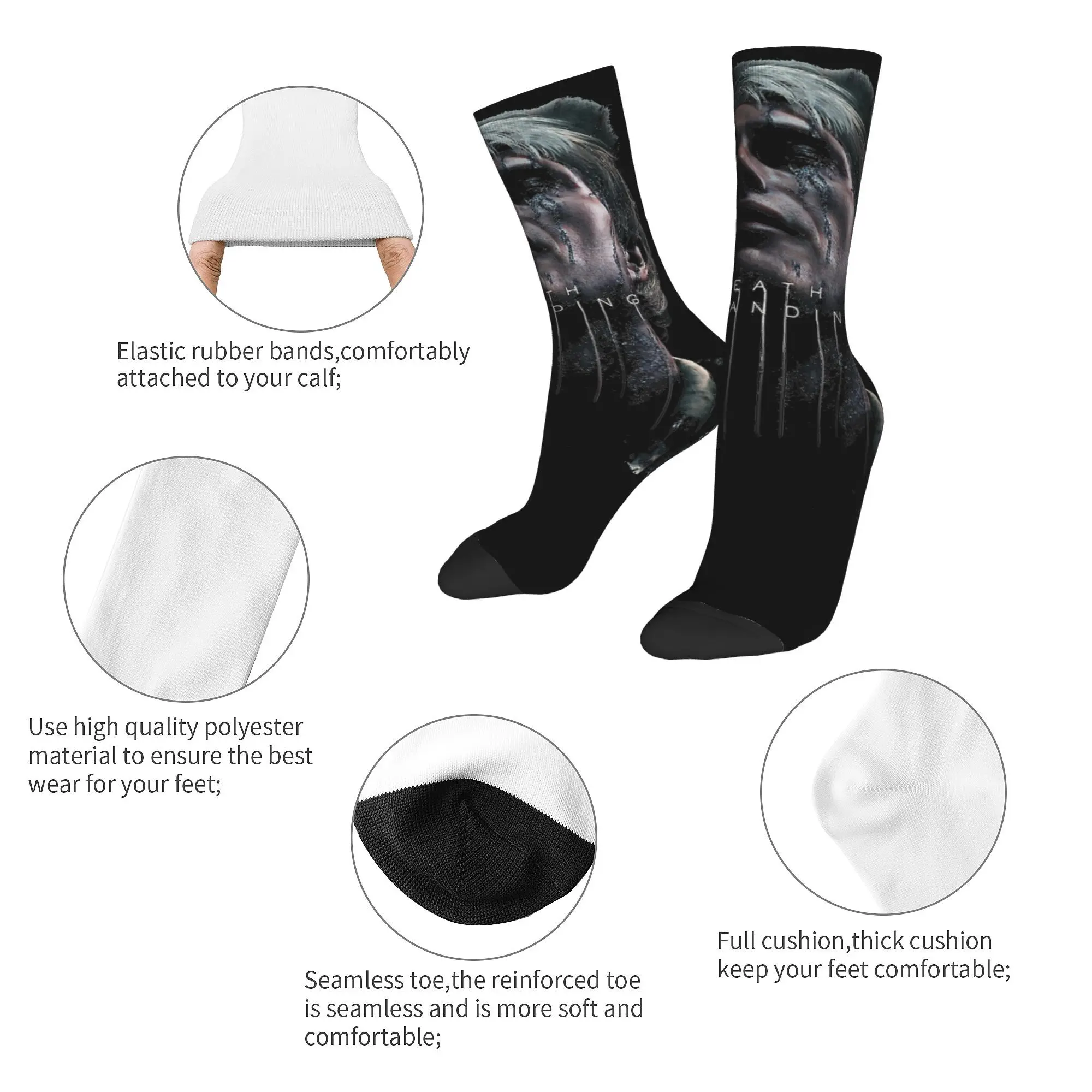 DEATH STRANDING gift for game fans  Middle Socks for Women Men Merch All Seasons  Cotton Crew Socks Sweat Absorbing