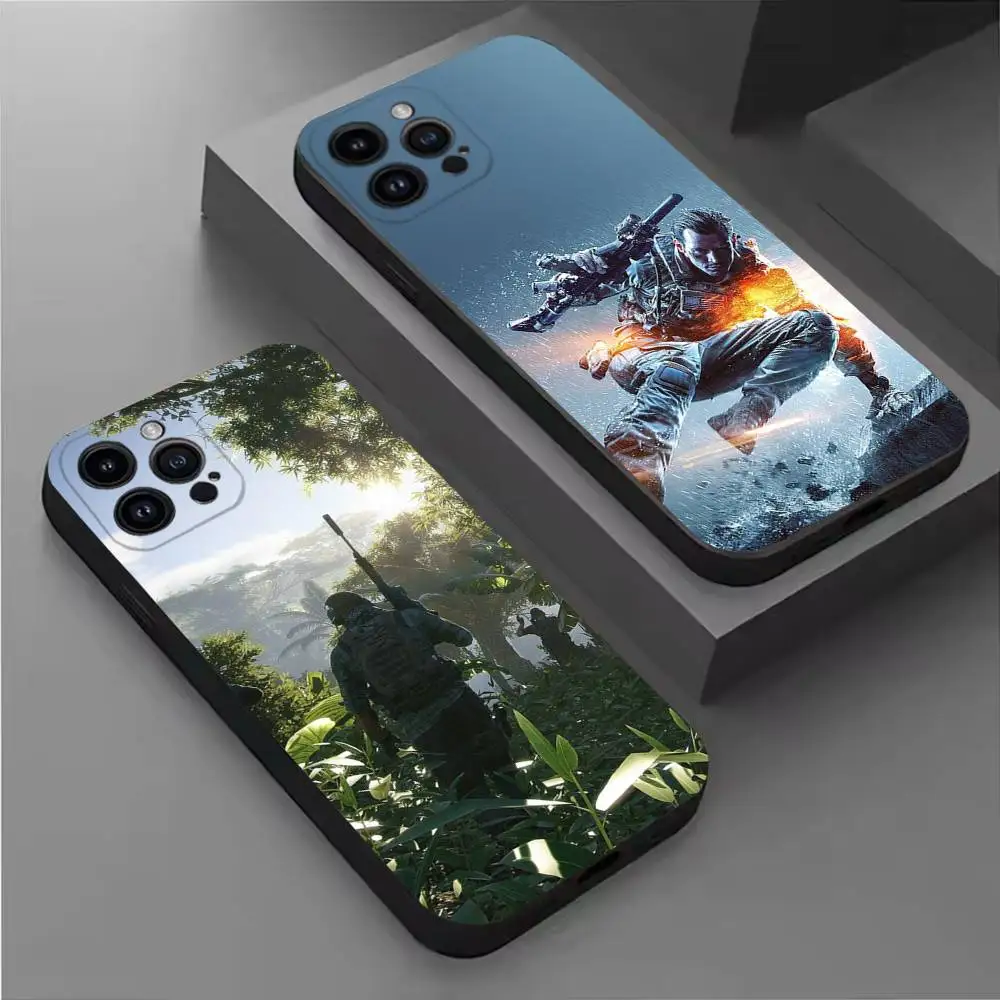 B-Battlefield 6 Game Phone Case For iPhone 17,16,15,14,13,12,11 Plus,Pro Max,XS,X,XR,SE,Mini,8,7,Soft Silicone Black Cover