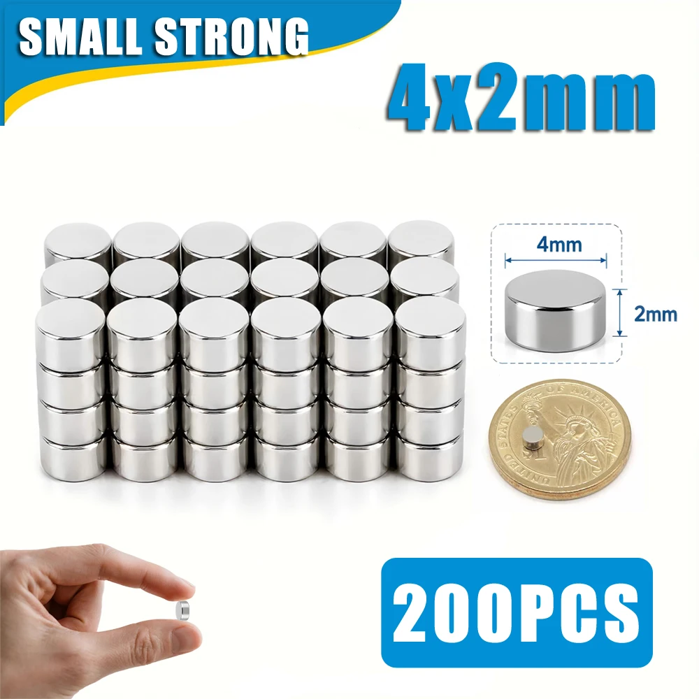 200 Pieces Magnets For 3D Printing,4x2mm Mini Magnets For 3D Printing,Refrigerator,Office, DIY, Crafts
