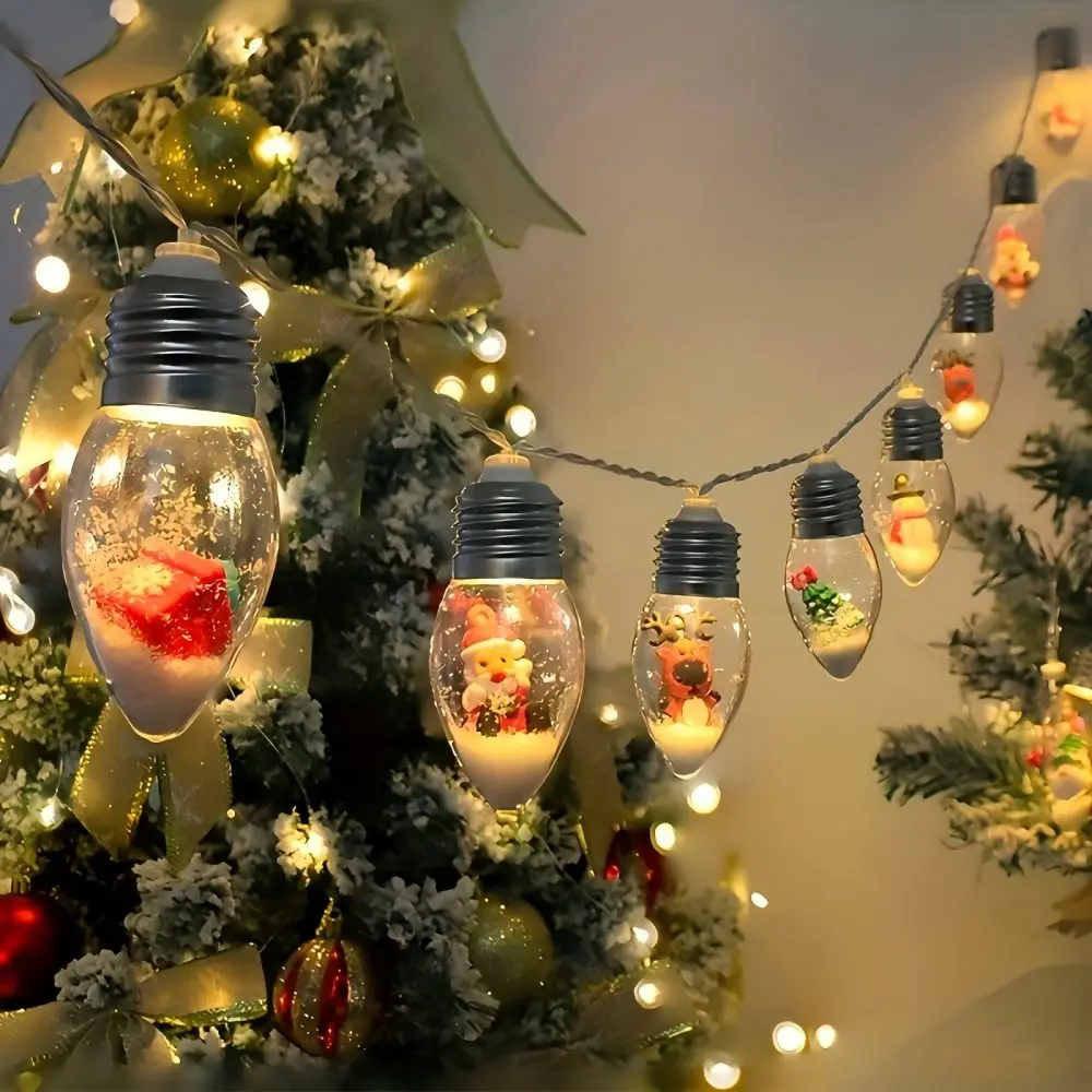 1pc Christmas Snow Globe String Lights | for Wishing Bottle Wedding Party Indoor Xmas Decorations - Powered By Battery Box
