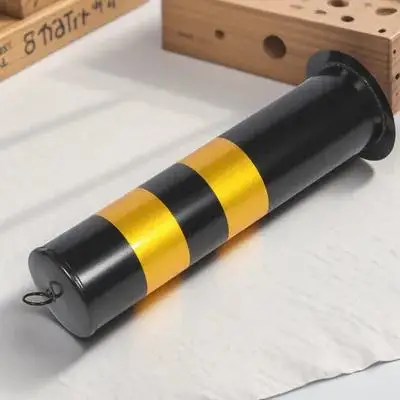 

50cm Black Yellow Fixed Safety Bollards Steel Road Barrier Traffic Column Warning Post Parking Isolation Fence Driveway Guard