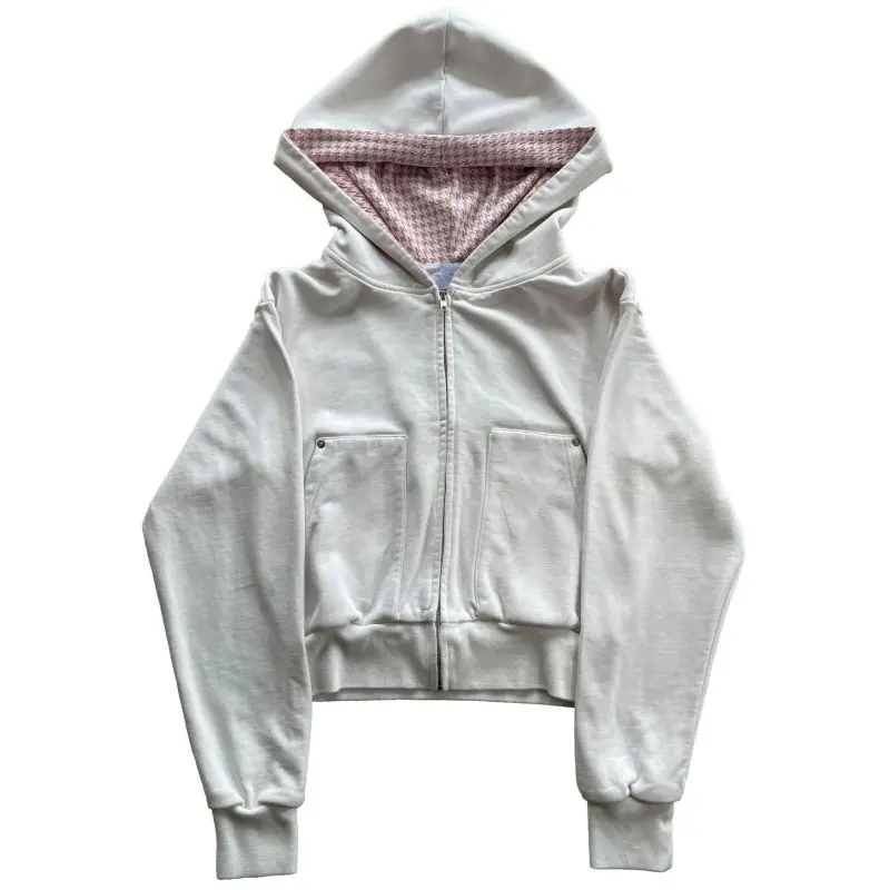 

Американский осенний кардиган на молнии Y2K, повседневный и модный карман, новая толстовка с капюшоном и спортивные штаны