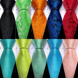 Barry.Wang 160CM Long Men Tie Luxury Silk Jacquard Floral Paisley Necktie Handkerchief Cufflinks Set Wedding Party Business Gift