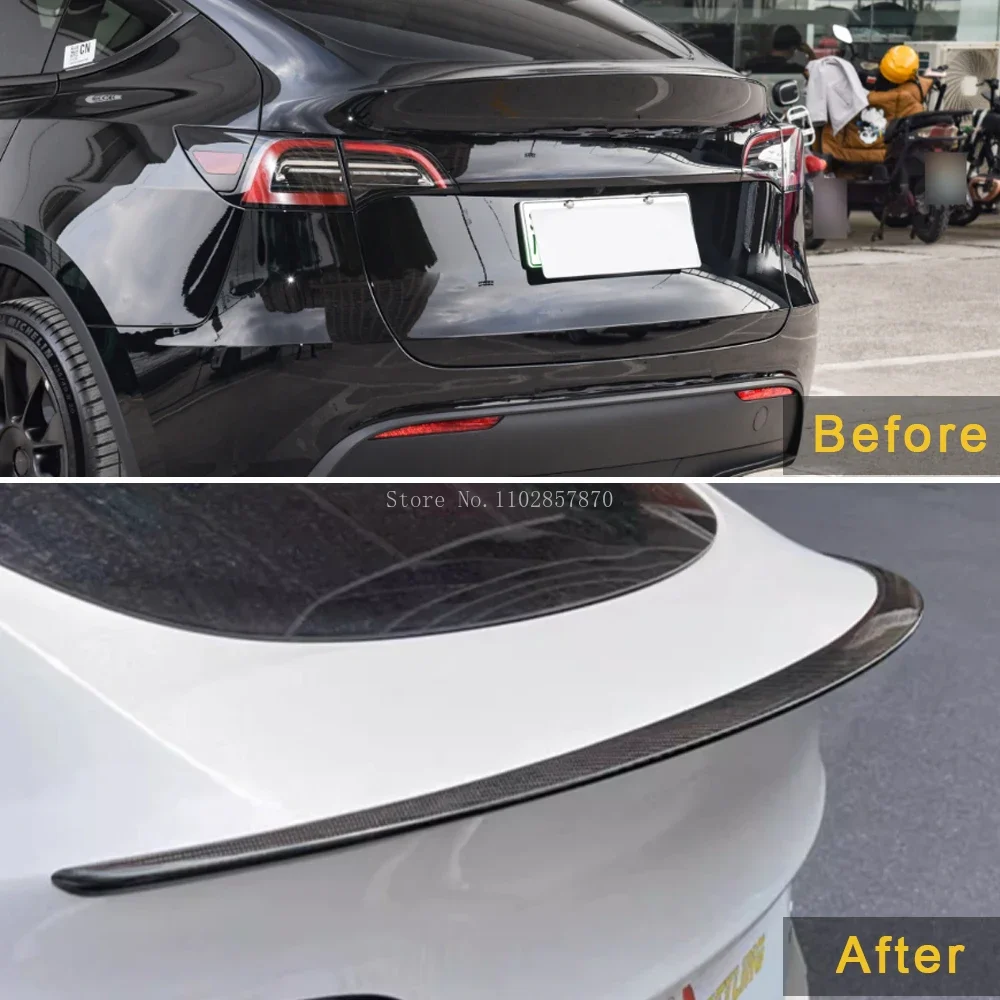 Per Tesla MODEL Y 2021-2023 Real Carbon Fiber Spoiler posteriore paraurti Lip Trunk Wing Boot Spoiler Body kit