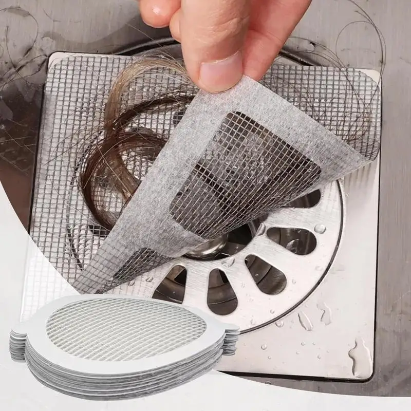 Pegatinas de malla de drenaje, Adhesivo de malla de filtro, cubierta de drenaje, atrapador de pelo impermeable para lavandería, 10 piezas
