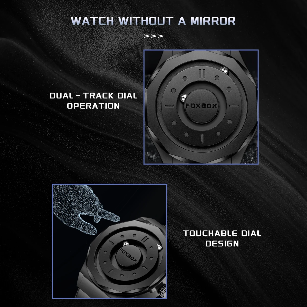 FOXBOX Black Man Watches Rolling Pointer Magnetic Force Watch For Men Stainless Steel Sport Men Quartz Watches Reloj Hombre