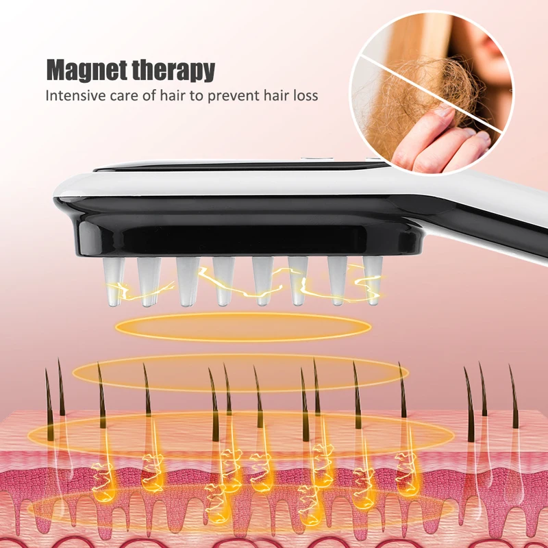 Electric Massage Comb Therapy Vibration Hair Growth Treatment Anti Hair Loss Red Blue Light Phototherapy Care with LED Display