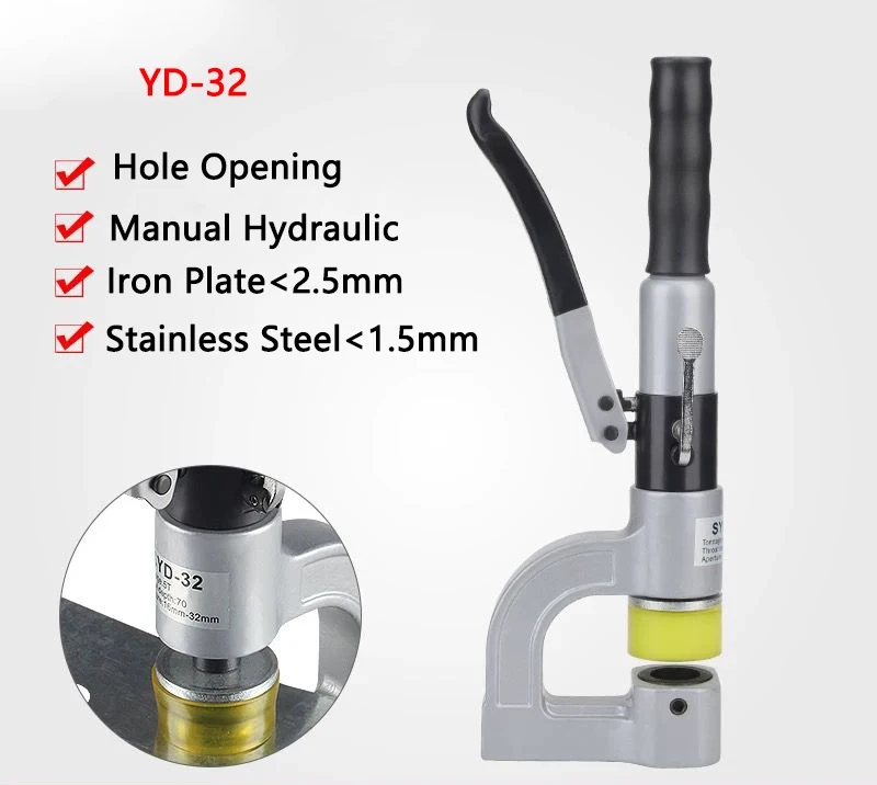 

Manual Hydraulic Hole Opening Machine YD-32 Thin Iron Plate Hole Opener Stainless Steel Sheet Hole Punching Tool