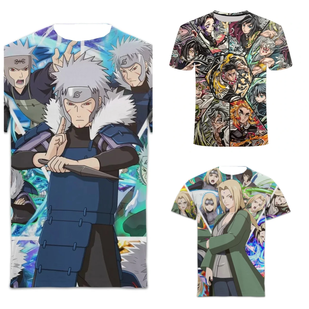 

2025 Summer Hot-selling New Anime Naruto Series T-shirt 3D Fashion Short-sleeved Crew Neck Casual Street Breathable Top