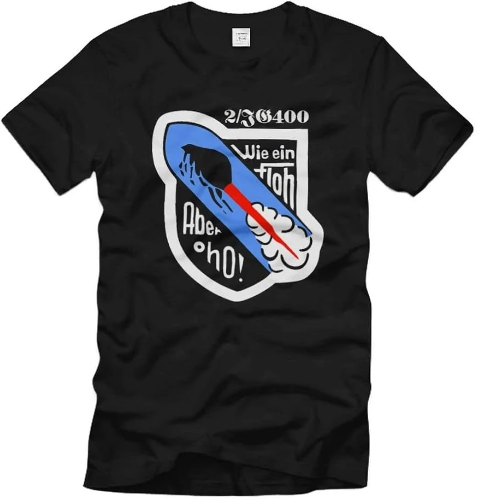 

2 JG400 flea WH ME163 German Air Force World War II military unit badge -100% cotton O-neck short sleeve casual printed T-shirt.