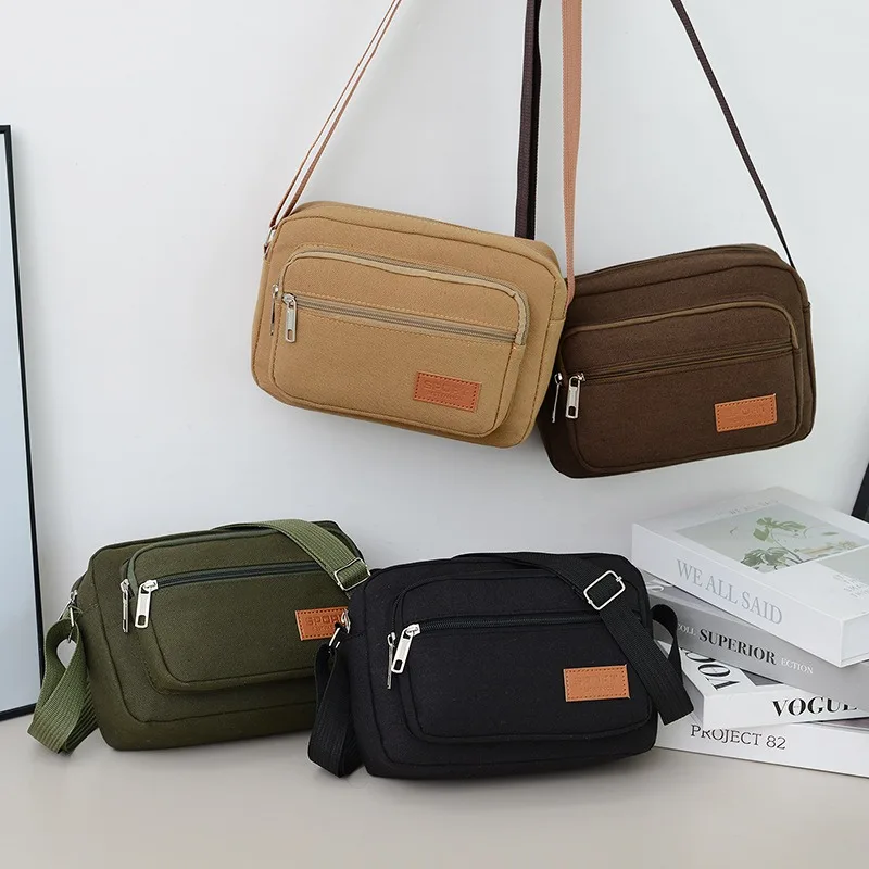 

Durable Canvas Crossbody Bag for Men Large Capacity Shoulder Bag Perfect for Street Vendor Goods Selling