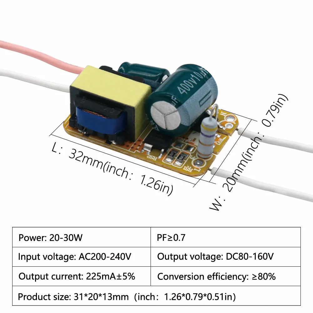 Trasformatori Driver LED 20-30W AC 200-240V trasformatori di illuminazione di alimentazione DC 80-160V 225mA per unità di alimentazione luci LED