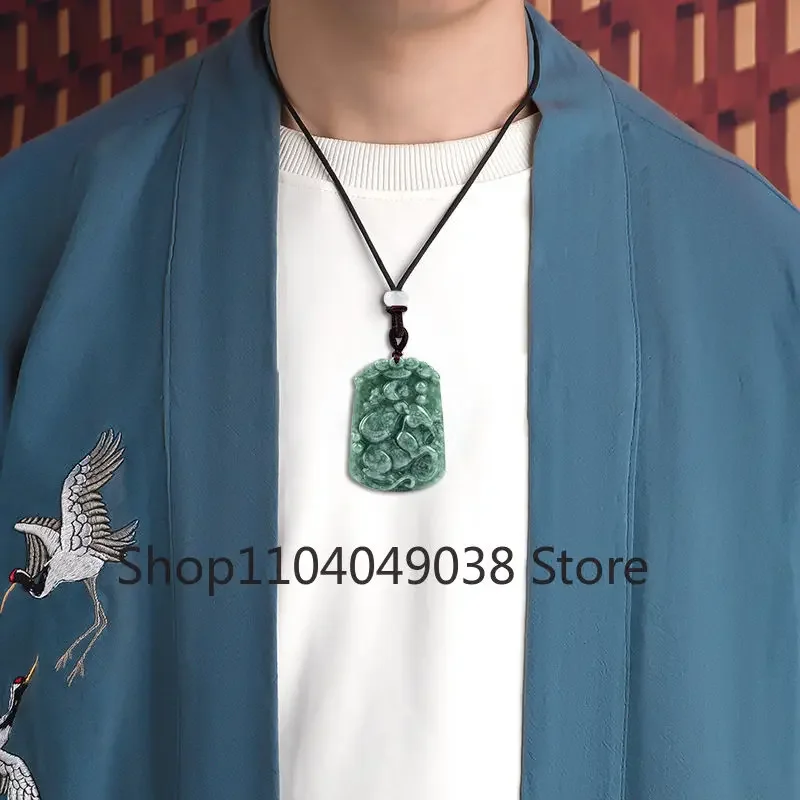 Natural A Goods Jadeite 12 Zodiac Ox Tiger Rabbit Jade Pendant Chinese Carving Green Fashion Jewelry Lucky Amulet Men and Women view 6