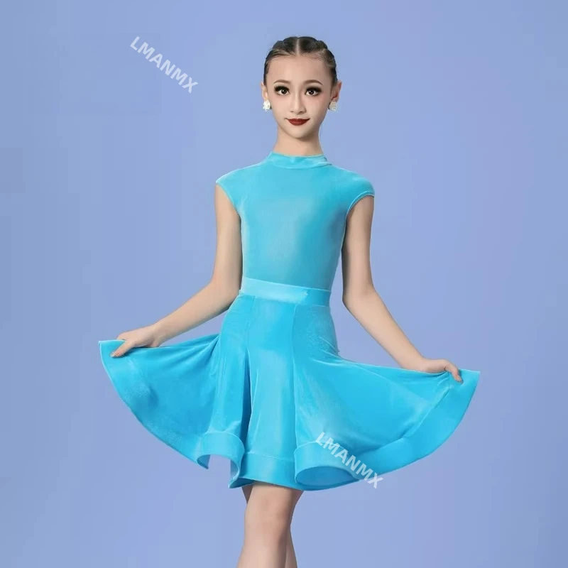 

Новый стиль детских костюмов для соревнований по латиноамериканским танцам, стандартная форма для экзаменов, юбка для выступлений по латиноамериканским танцам.